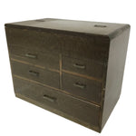Japanese Wooden Sewing Box Haribako Vtg Tansu Trinket Chest 5 Drawers Brown T406
