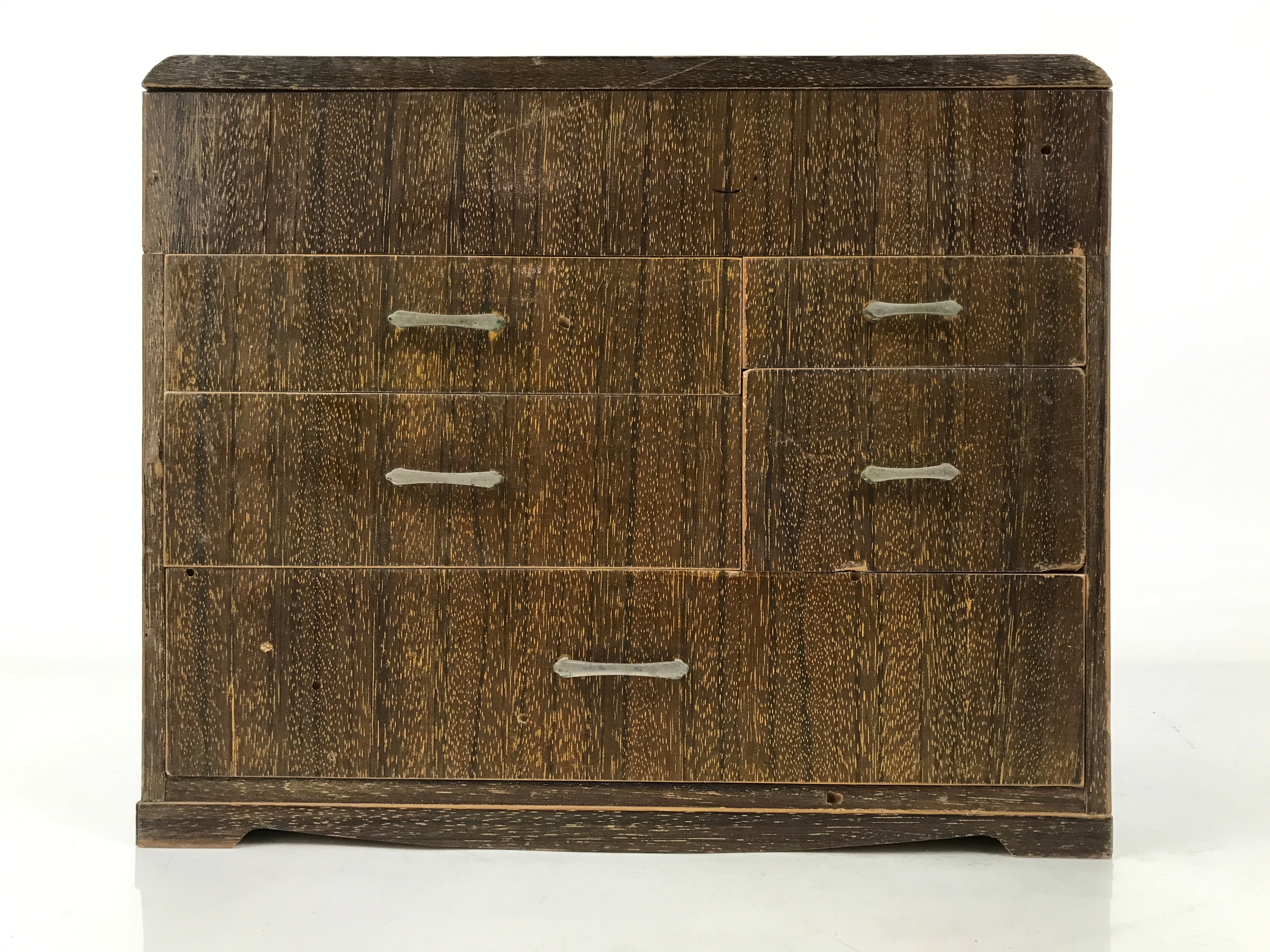 Japanese Wooden Sewing Box Haribako Vtg Tansu Trinket Chest 5 Drawers Brown T407