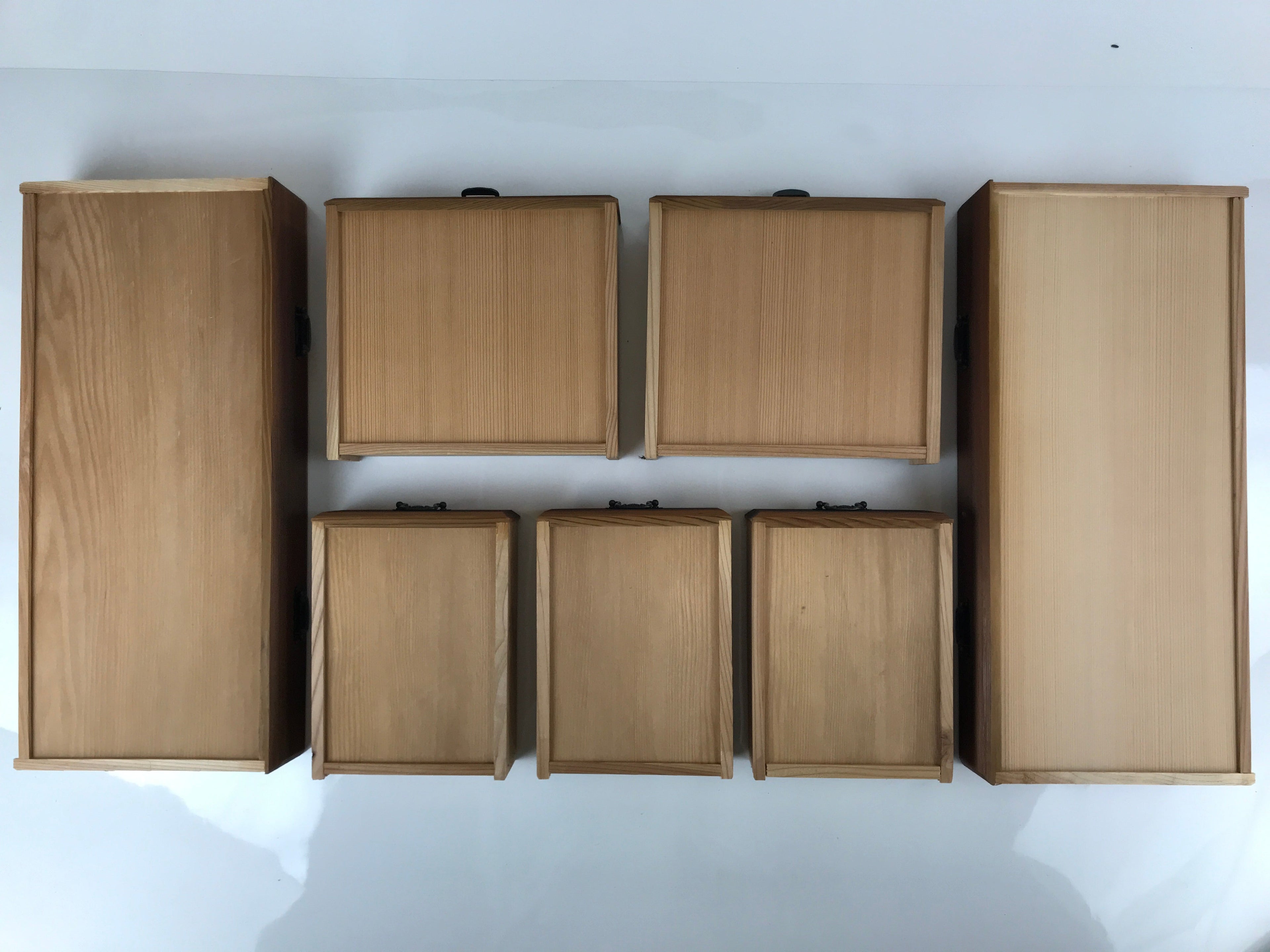 Japanese Wooden Sewing Box Vtg Haribako Large Tansu Chest 7 Drawers Brown T368