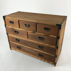 Japanese Wooden Sewing Box Vtg Haribako Large Tansu Chest 7 Drawers Brown T368