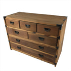 Japanese Wooden Sewing Box Vtg Haribako Large Tansu Chest 7 Drawers Brown T368