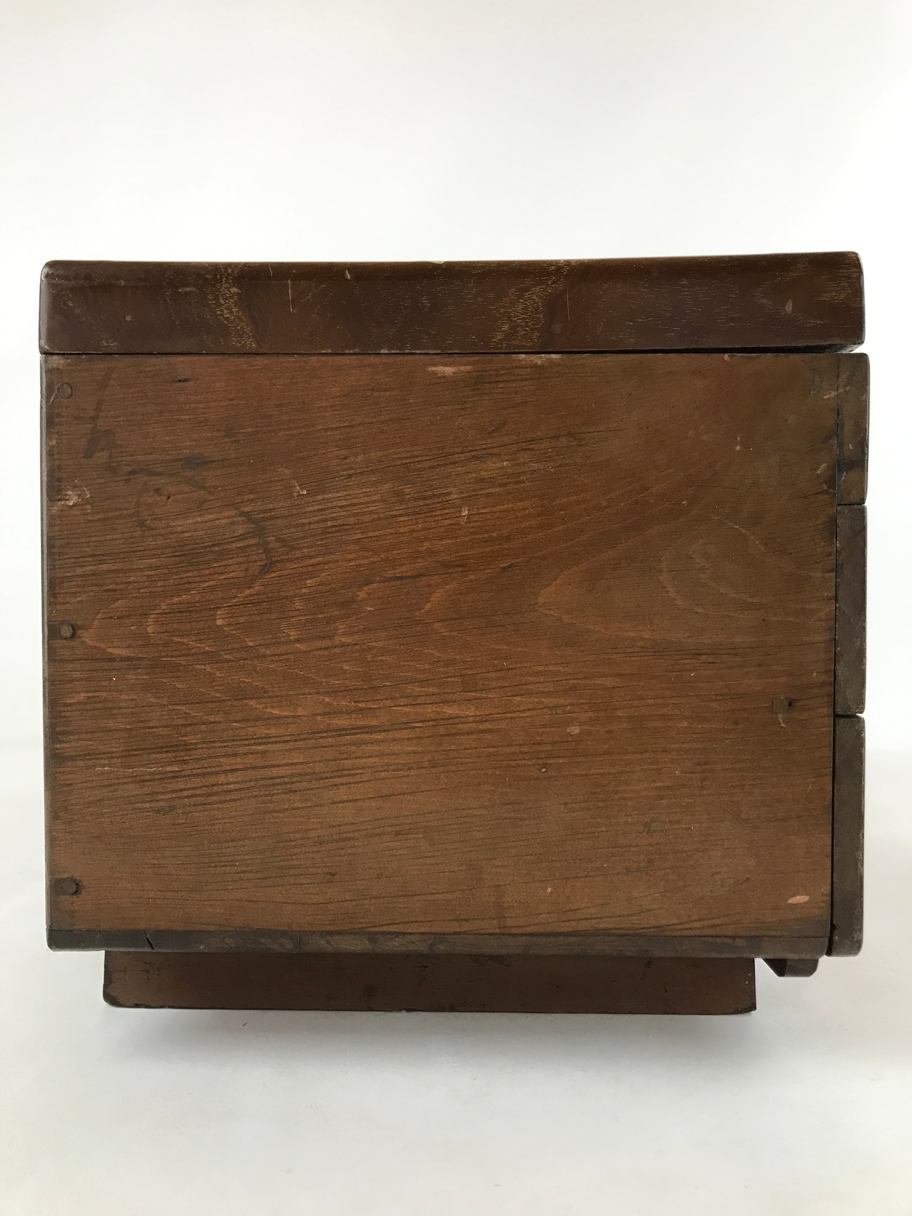 Japanese Wooden Sewing Box Vtg Haribako Lidded Tansu Chest 2 Drawers Brown T366