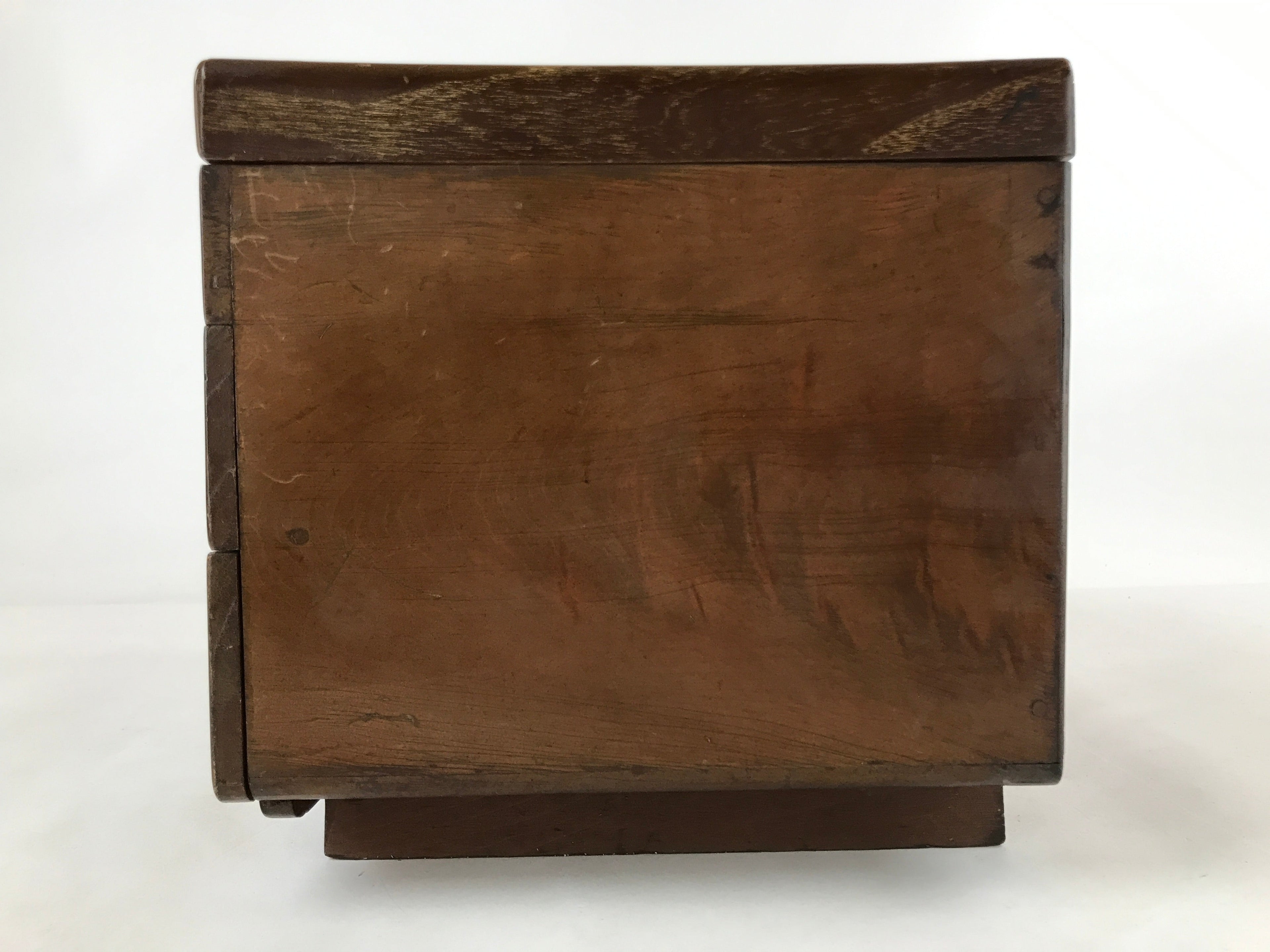 Japanese Wooden Sewing Box Vtg Haribako Lidded Tansu Chest 2 Drawers Brown T366