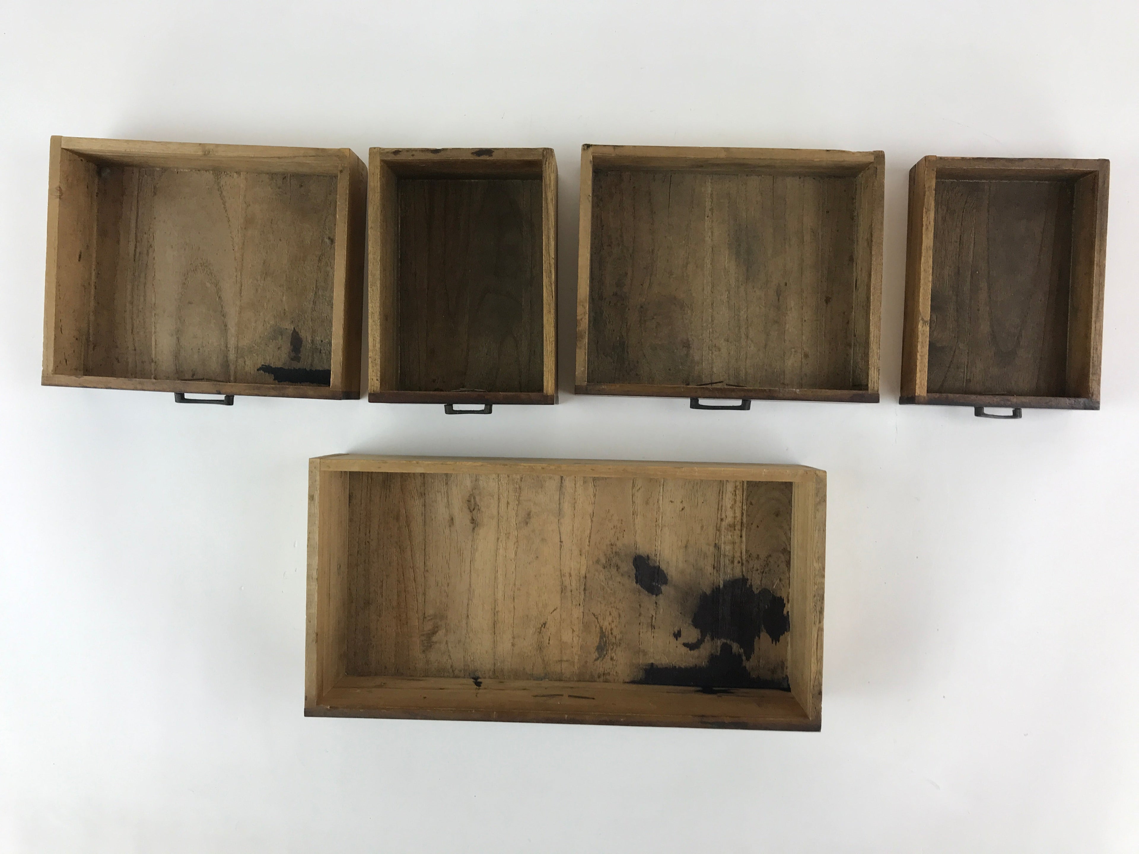 Japanese Wooden Sewing Box Vtg Haribako Tansu 5 Drawers Dark Brown T343