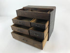 Japanese Wooden Sewing Box Vtg Haribako Tansu 5 Drawers Dark Brown T343
