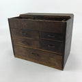 Japanese Wooden Sewing Box Vtg Haribako Tansu 5 Drawers Dark Brown T343