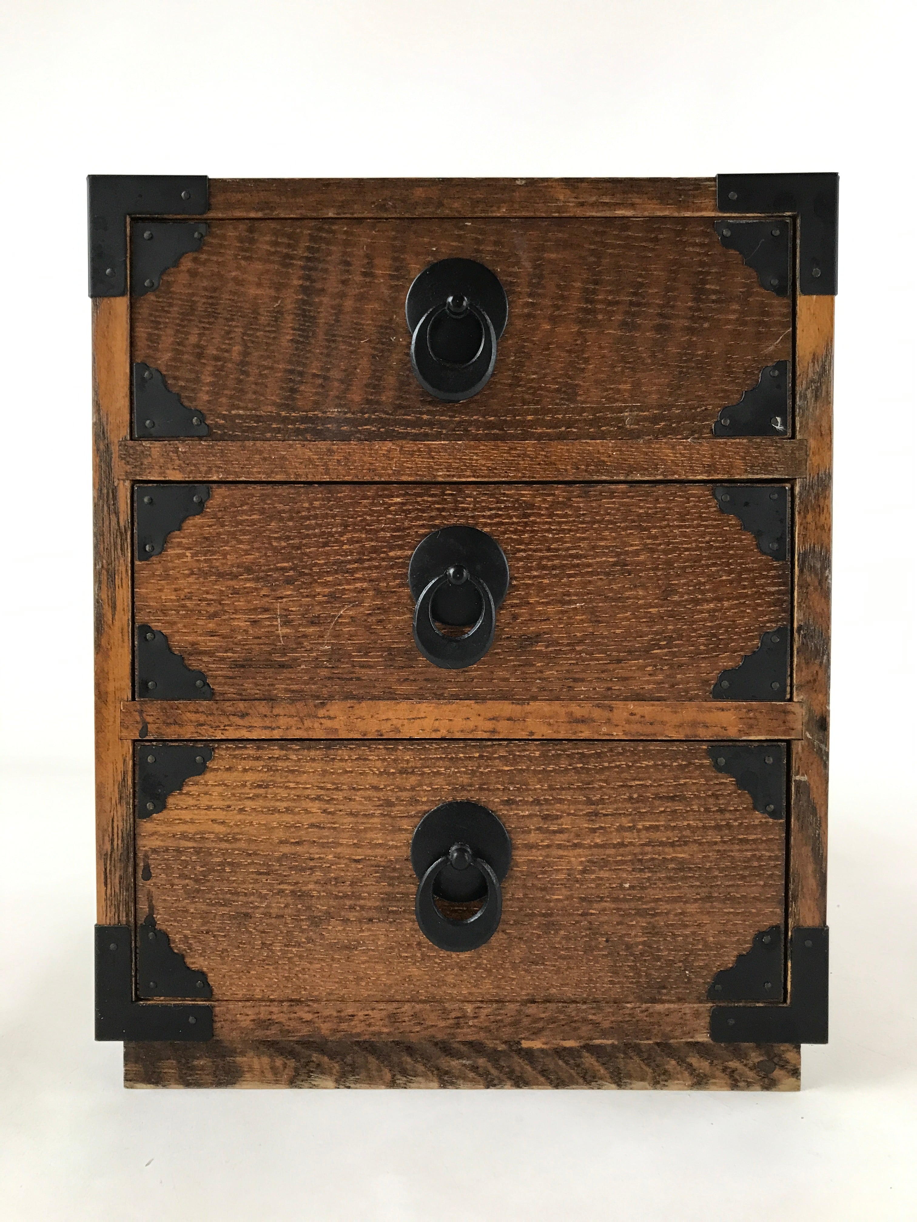 Japanese Wooden Sewing Box Vtg Haribako Tansu Storage Chest 3 Drawers T365