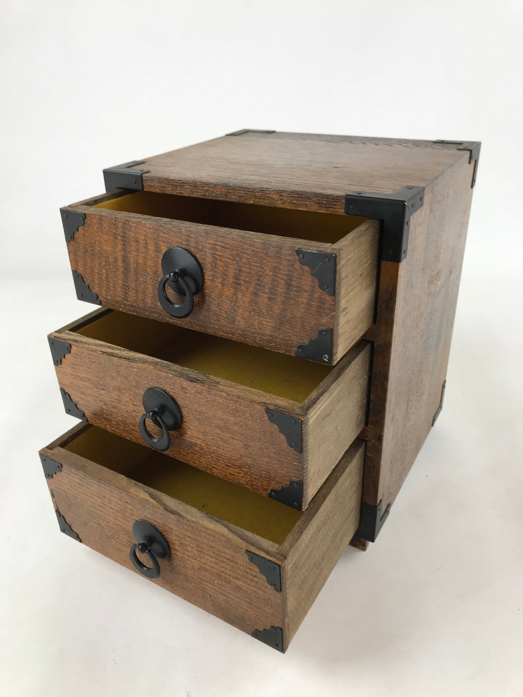 Japanese Wooden Sewing Box Vtg Haribako Tansu Storage Chest 3 Drawers T365