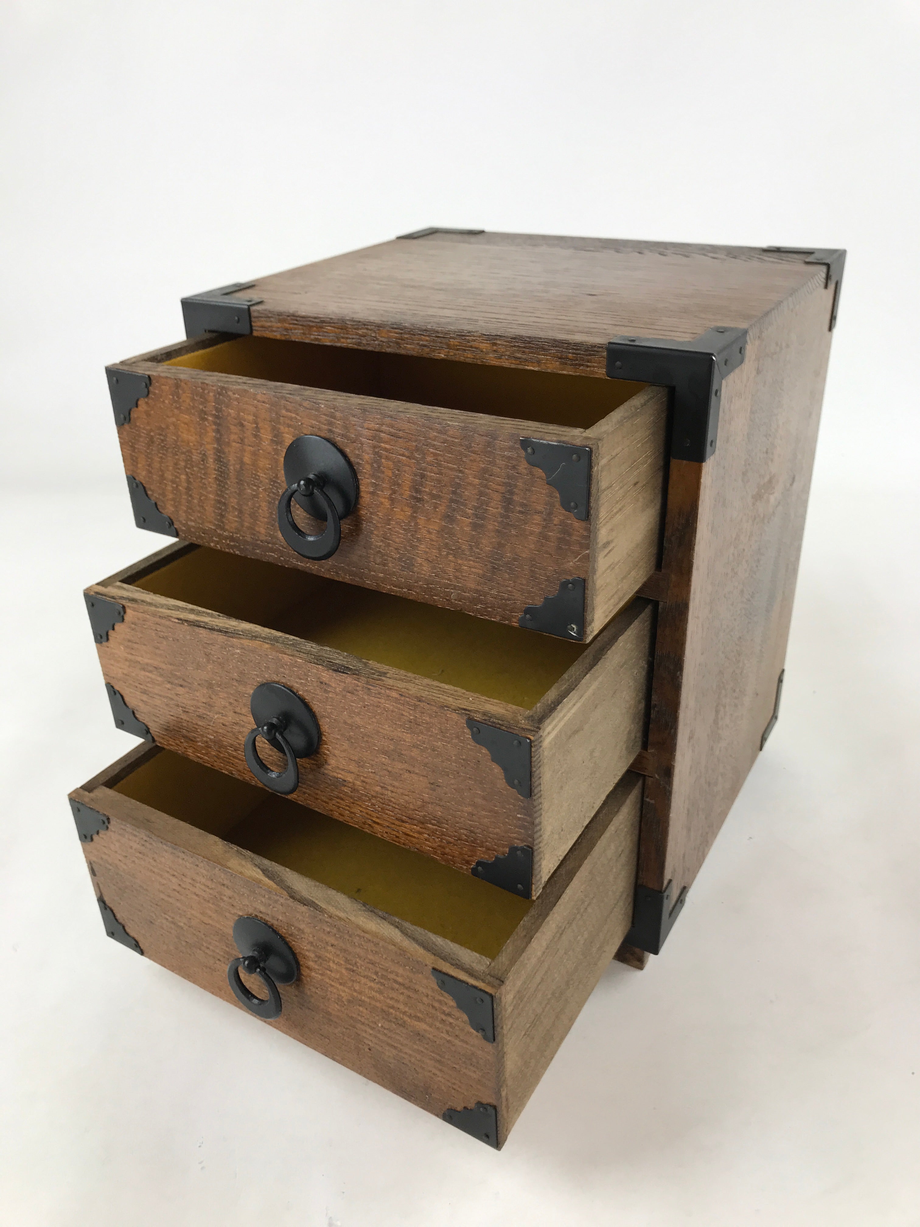 Japanese Wooden Sewing Box Vtg Haribako Tansu Storage Chest 3 Drawers T365