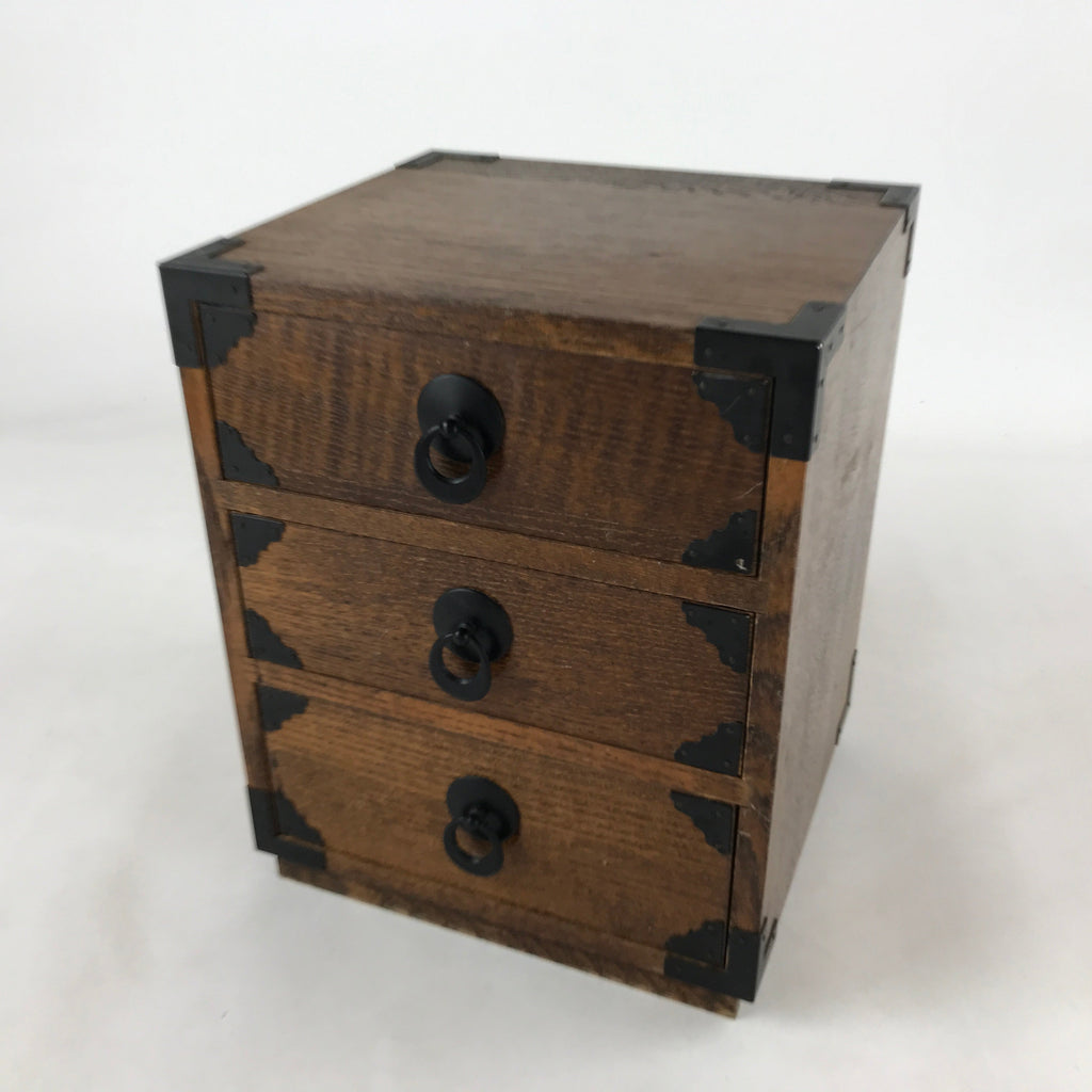 Japanese Wooden Sewing Box Vtg Haribako Tansu Storage Chest 3 Drawers T365