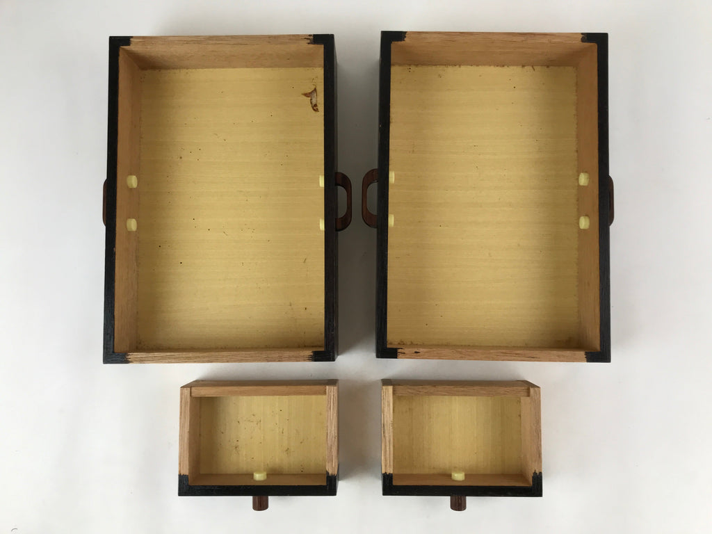 Japanese Wooden Sewing Box Vtg Haribako Unique Large Tansu Chest 4 Drawers T367