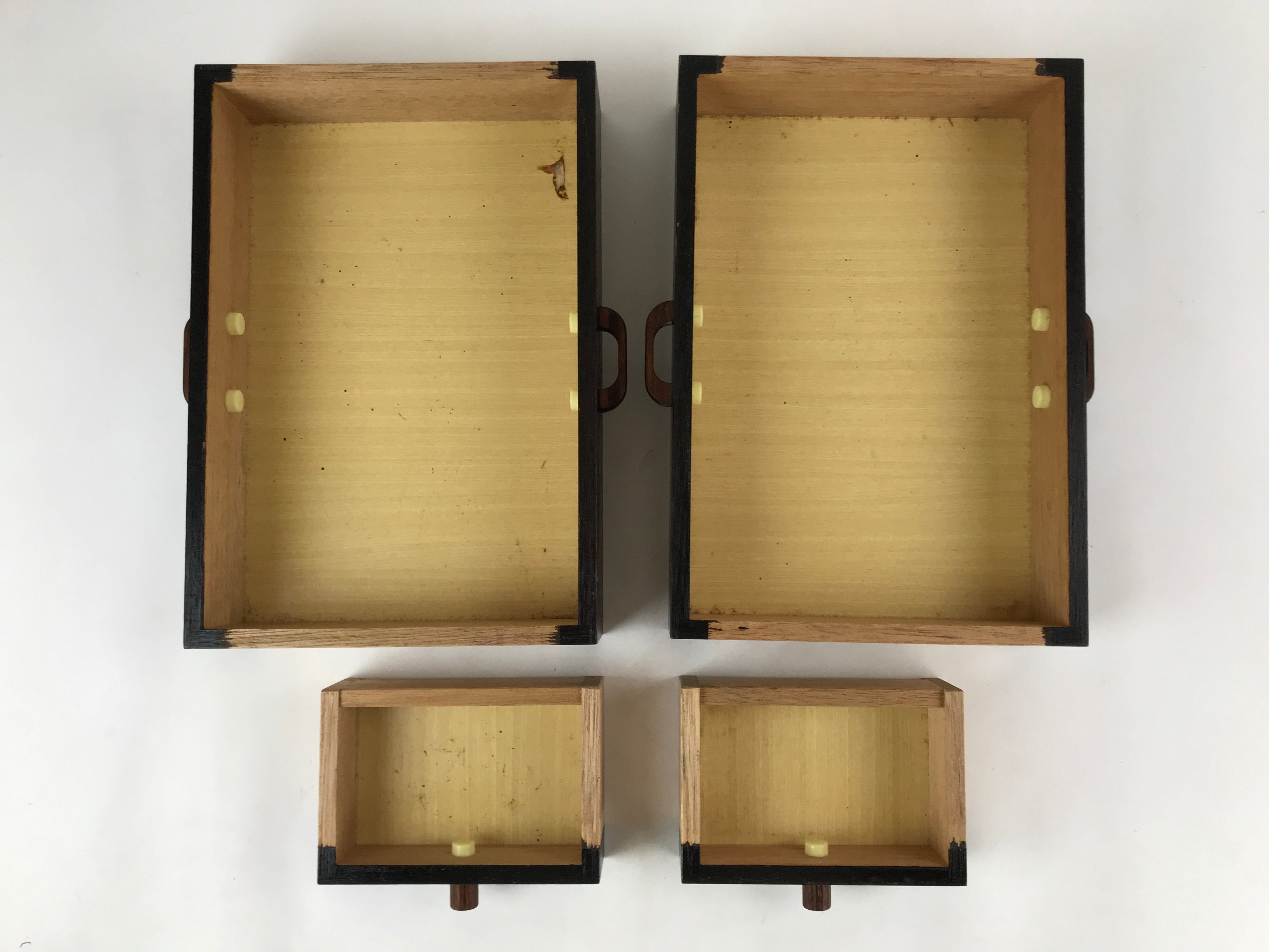 Japanese Wooden Sewing Box Vtg Haribako Unique Large Tansu Chest 4 Drawers T367