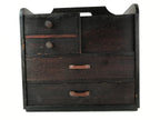 Japanese Wooden Sewing Box Vtg Haribako Unique Large Tansu Chest 4 Drawers T367