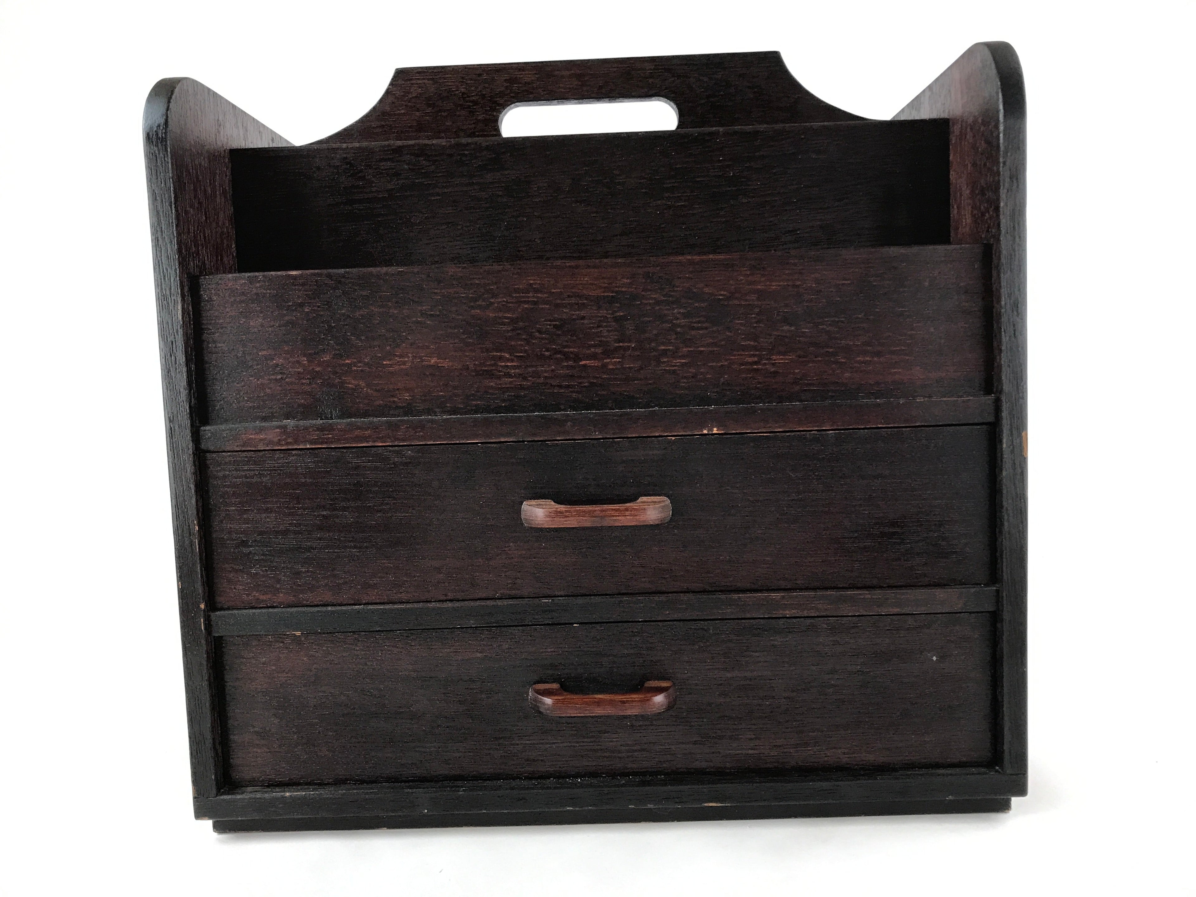 Japanese Wooden Sewing Box Vtg Haribako Unique Large Tansu Chest 4 Drawers T367