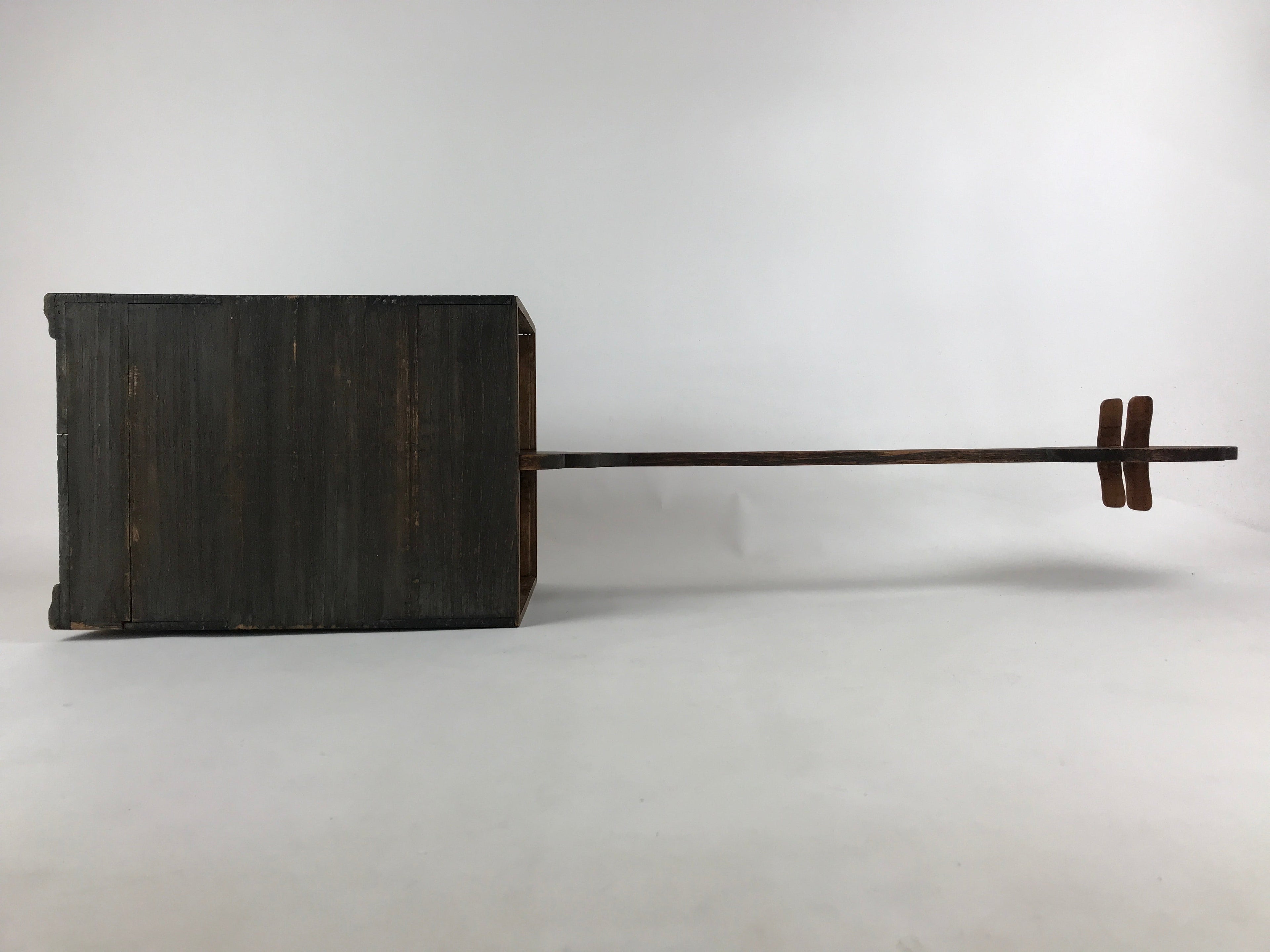 Japanese Wooden Shamisen Storage Box Vtg Tall Instrument Stand 1 Drawer X56