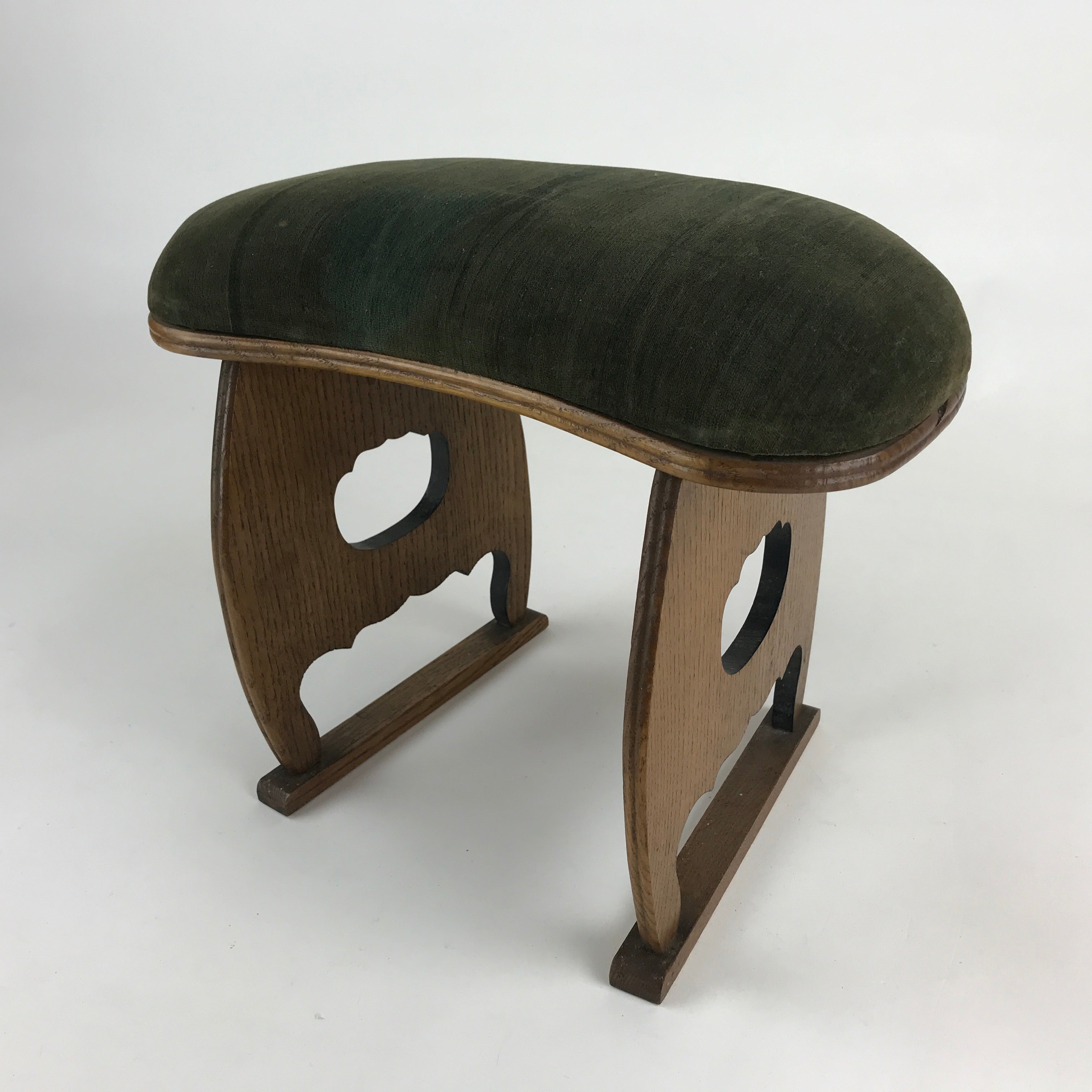 Japanese Wooden Shogi Go Armrest Vtg Kyousoku Green Cushion JK513