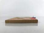 Japanese Wooden Shrine Plaque Ema Vtg 2 Rabbits Lucky Mallet Flowers EM66