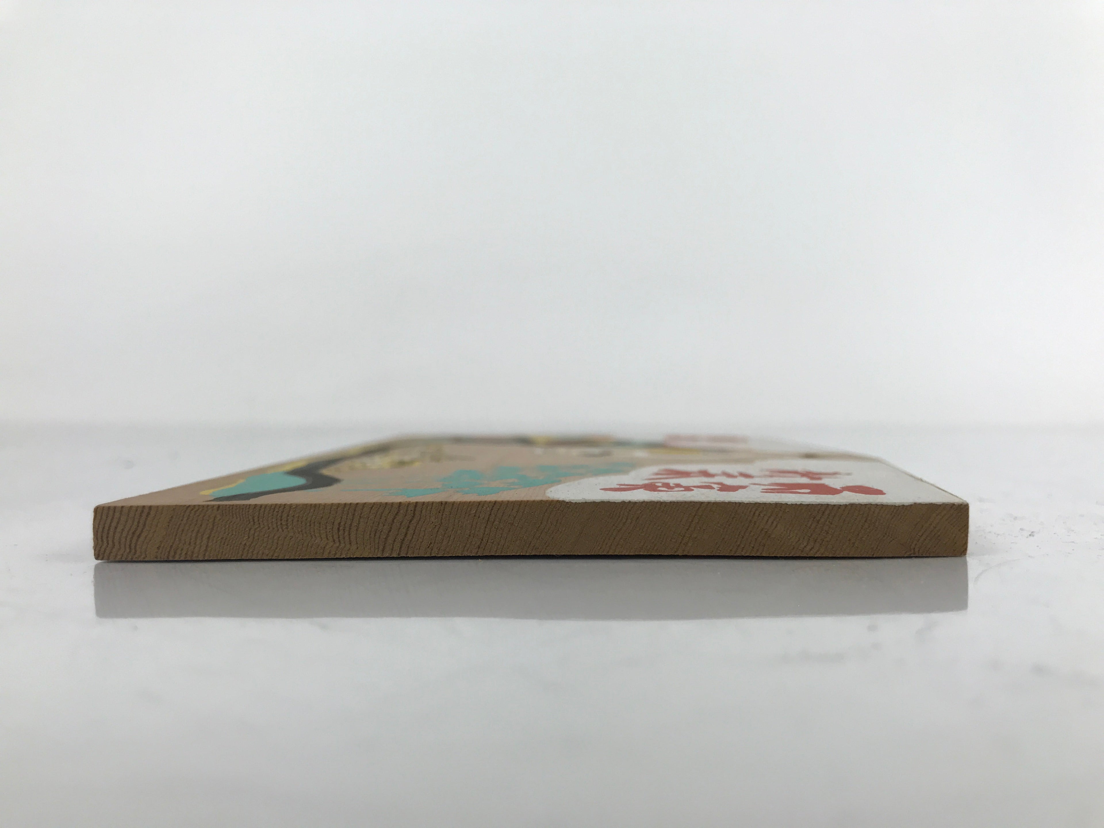 Japanese Wooden Shrine Plaque Ema Vtg Buddha Offering Life Feed Tigers EM64