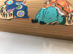 Japanese Wooden Shrine Plaque Ema Vtg Divine Monkey Hanging Wish Shinto EM42