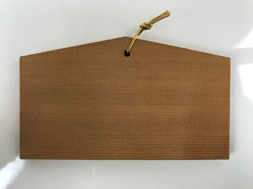 Japanese Wooden Shrine Plaque Ema Vtg Hasedera Temple Hanging Wish EM56
