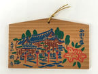 Japanese Wooden Shrine Plaque Ema Vtg Okadera Temple Hanging Wish Buddhism EM30