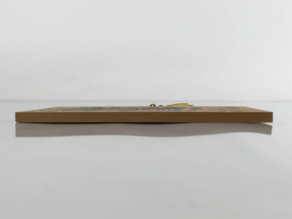 Japanese Wooden Shrine Plaque Ema Vtg Okadera Temple Hanging Wish Buddhism EM30