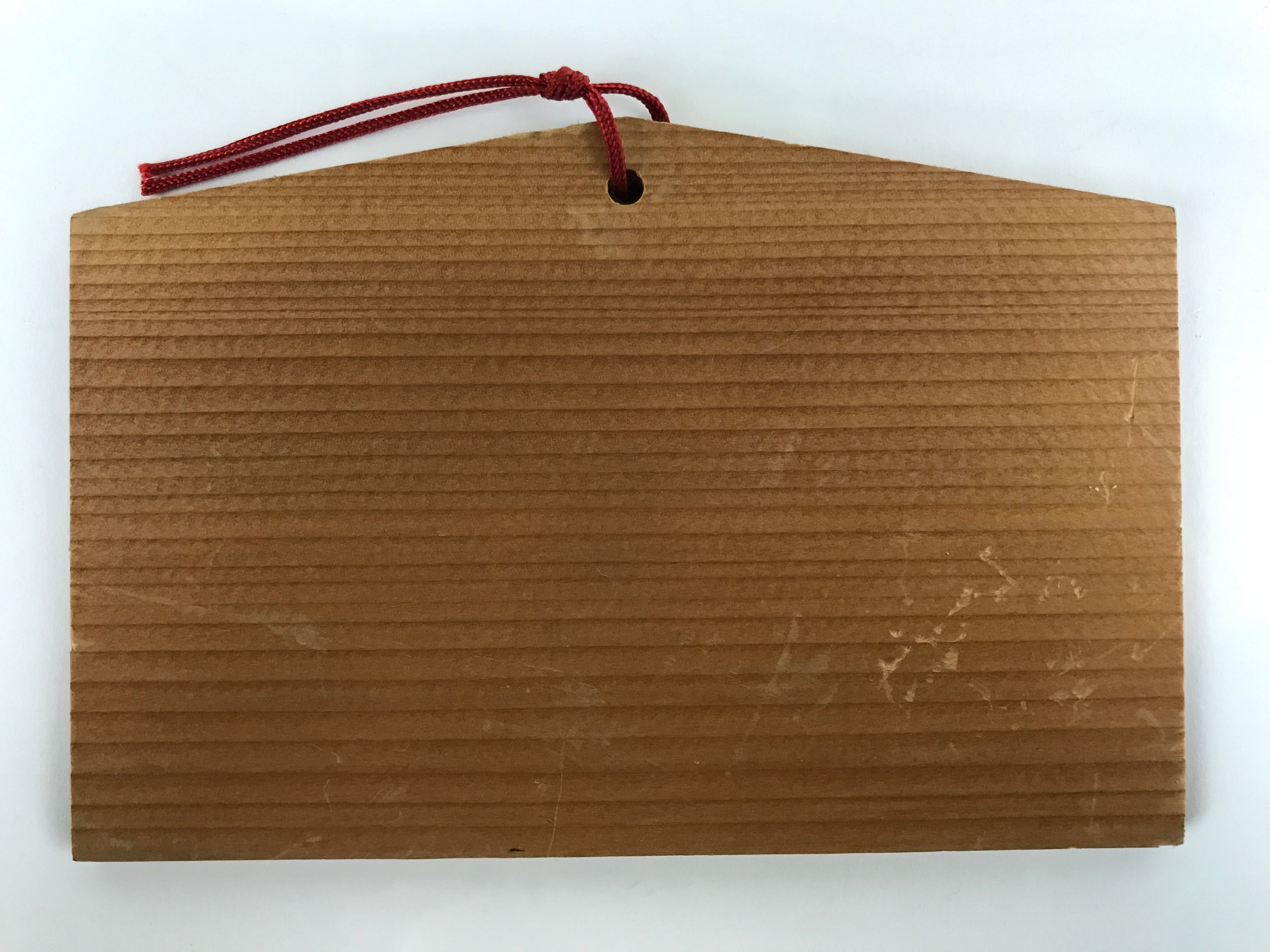 Japanese Wooden Shrine Plaque Ema Vtg Sacred Tree Hanging Wish Shinto EM53