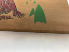Japanese Wooden Shrine Plaque Ema Vtg Zodiac Monkey Hanging Wish Shinto EM39