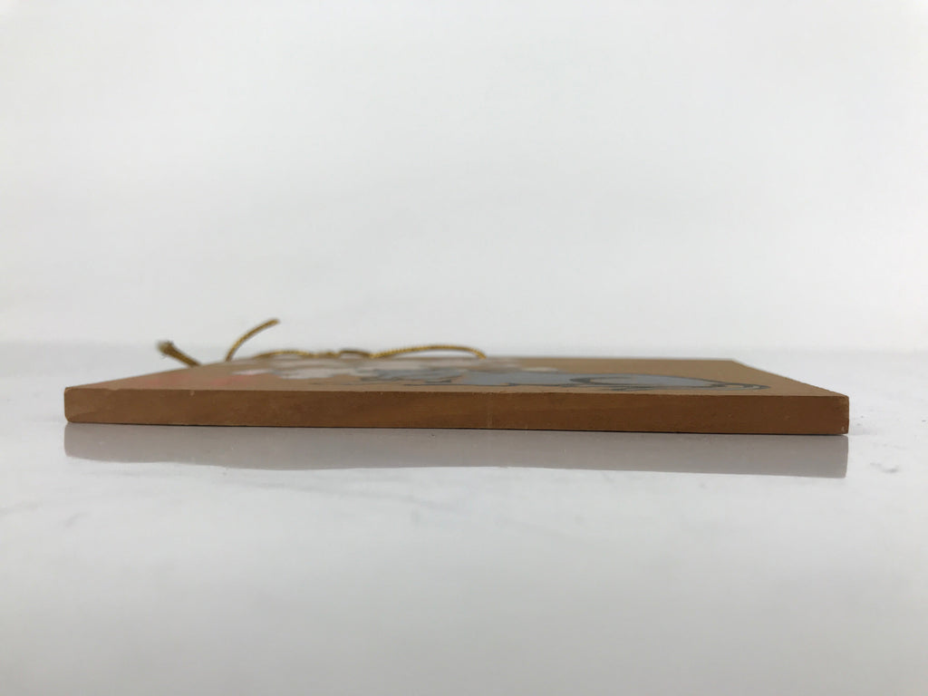 Japanese Wooden Shrine Plaque Ema Vtg Zodiac Ox Hanging Wish Shinto EM50