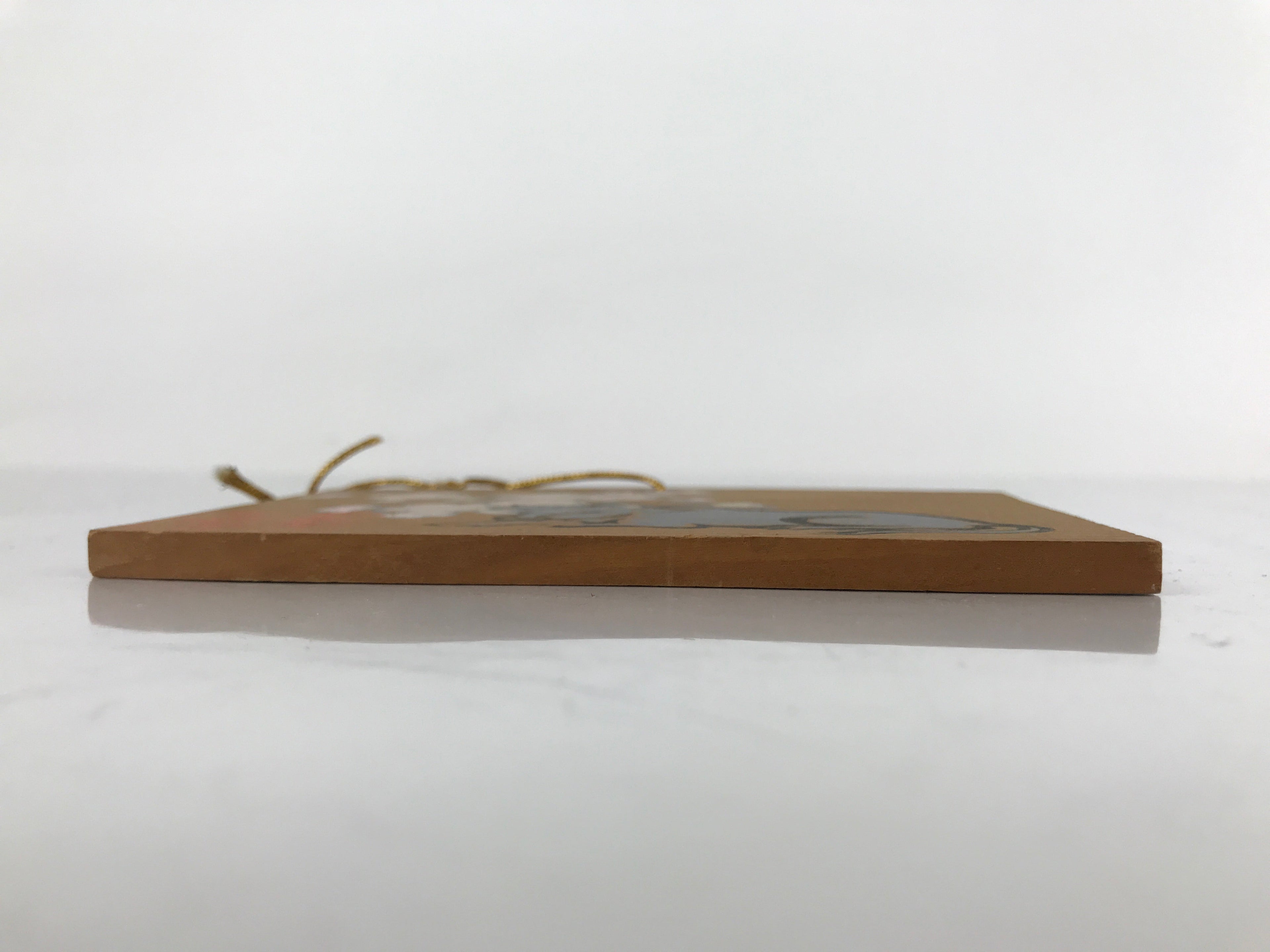 Japanese Wooden Shrine Plaque Ema Vtg Zodiac Ox Hanging Wish Shinto EM50