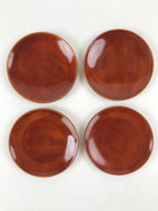 Japanese Wooden Shunkei-Nuri Lacquered Small Plate 5pc Set Coaster Brown UR944