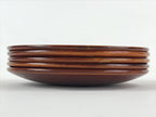 Japanese Wooden Shunkei-Nuri Lacquered Small Plate 5pc Set Coaster Brown UR944