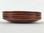 Japanese Wooden Shunkei-Nuri Lacquered Small Plate 5pc Set Coaster Brown UR944