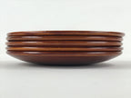 Japanese Wooden Shunkei-Nuri Lacquered Small Plate 5pc Set Coaster Brown UR944