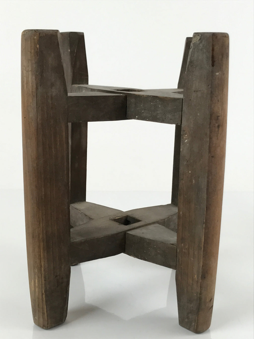 Japanese Wooden Silk Thread Spool Itomaki Vtg Bobbin Frame Spinning Wheel JK677