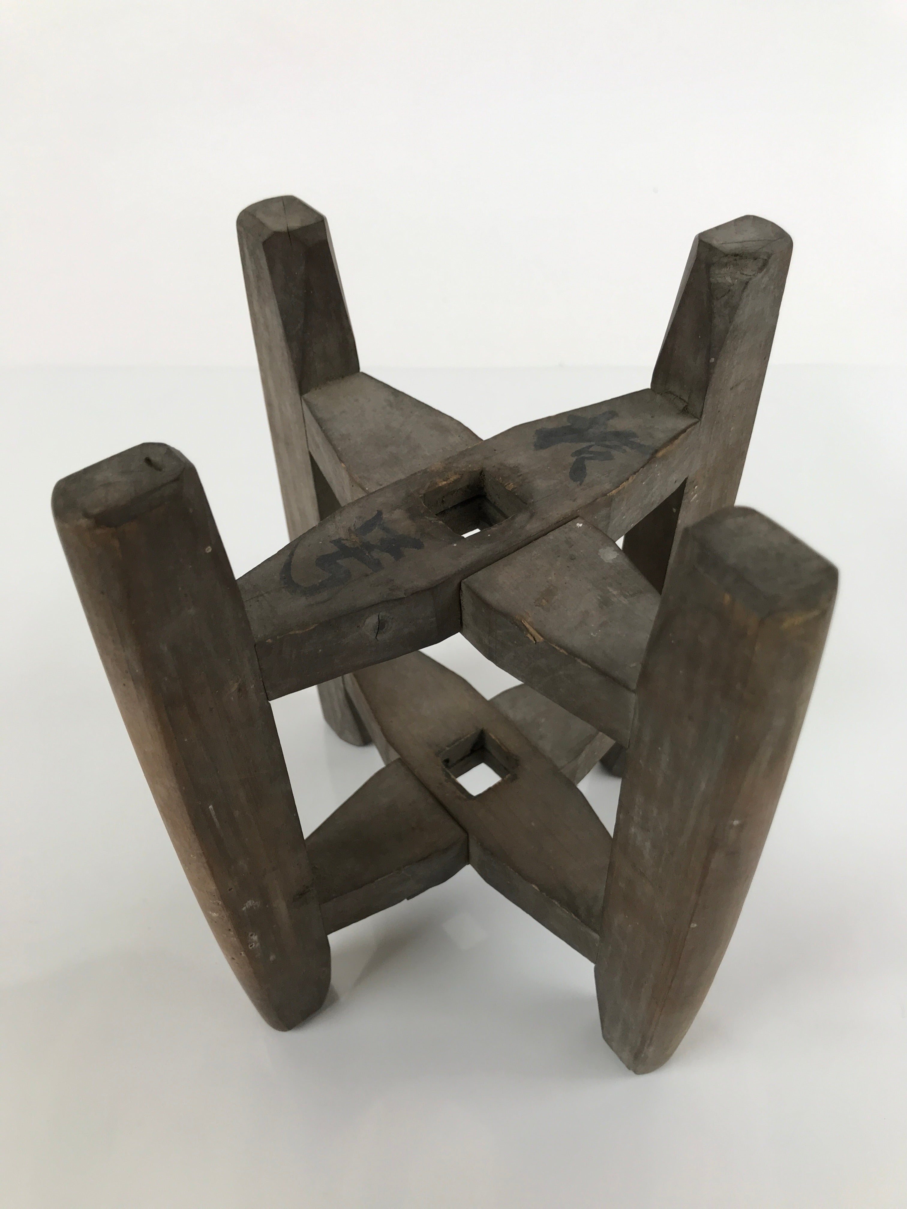 Japanese Wooden Silk Thread Spool Itomaki Vtg Bobbin Frame Spinning Wheel JK677