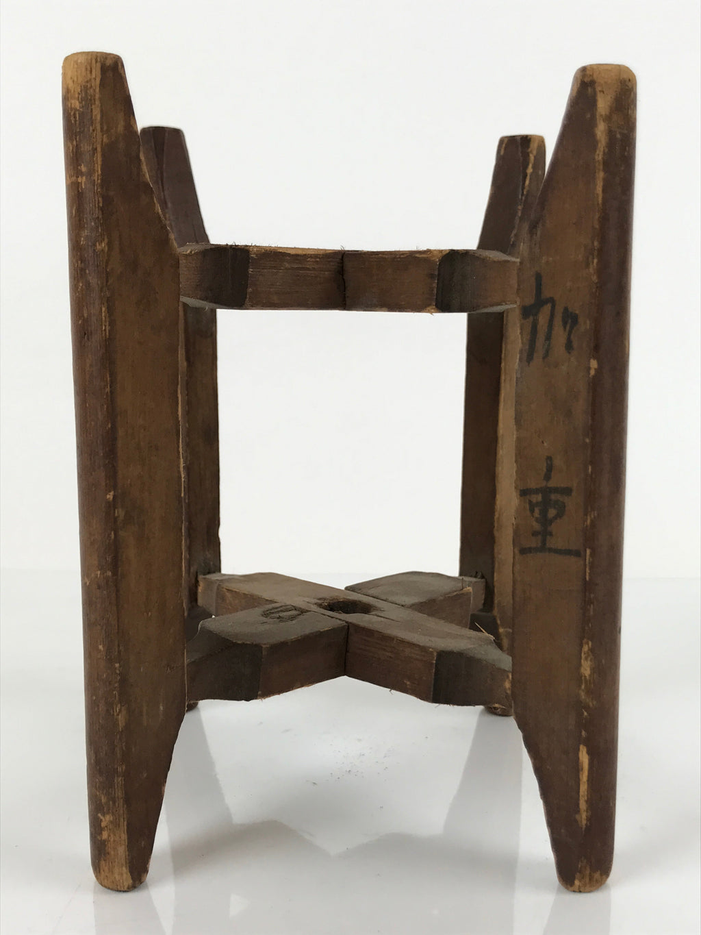 Japanese Wooden Silk Thread Spool Itomaki Vtg Bobbin Frame Spinning Wheel JK679