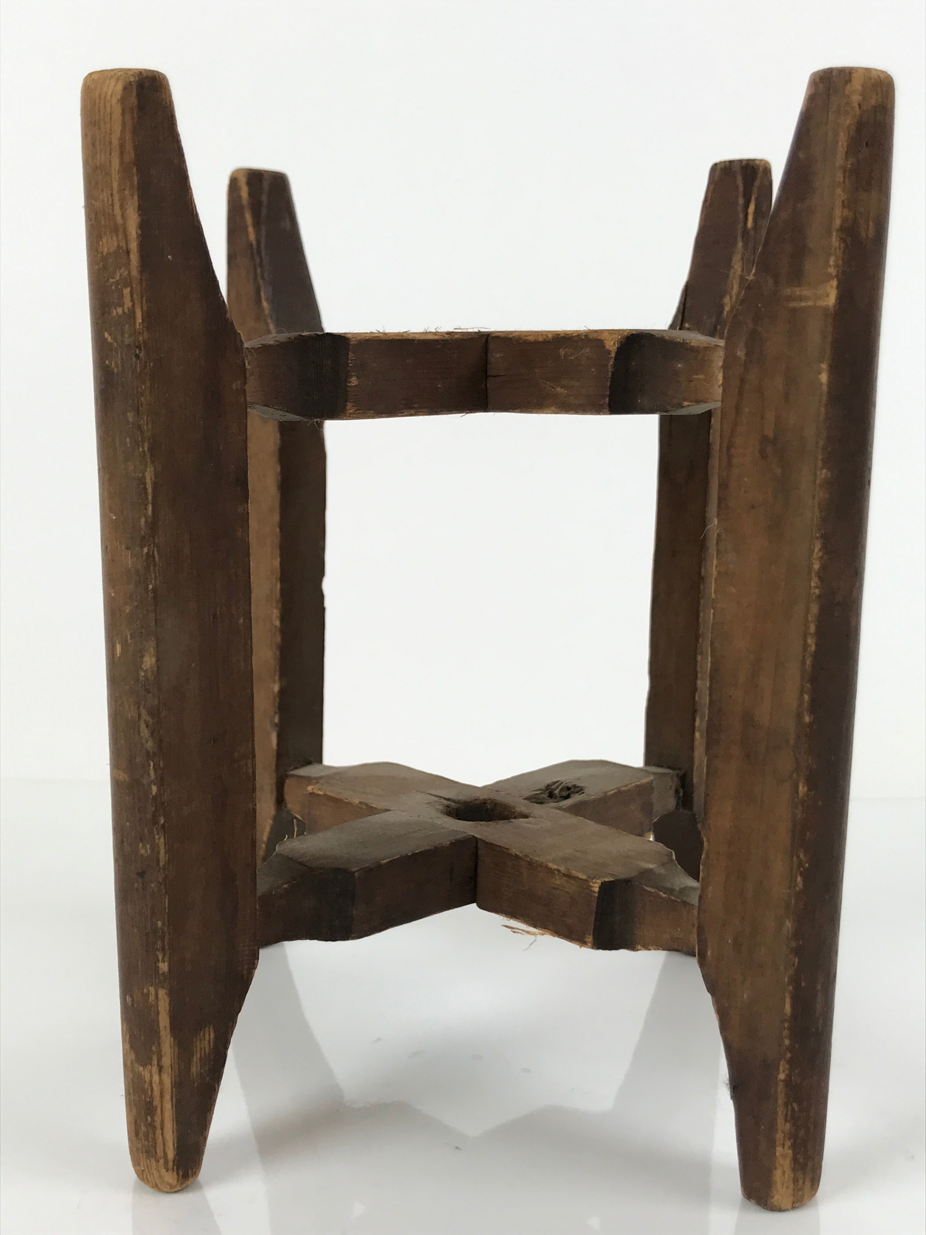 Japanese Wooden Silk Thread Spool Itomaki Vtg Bobbin Frame Spinning Wheel JK679