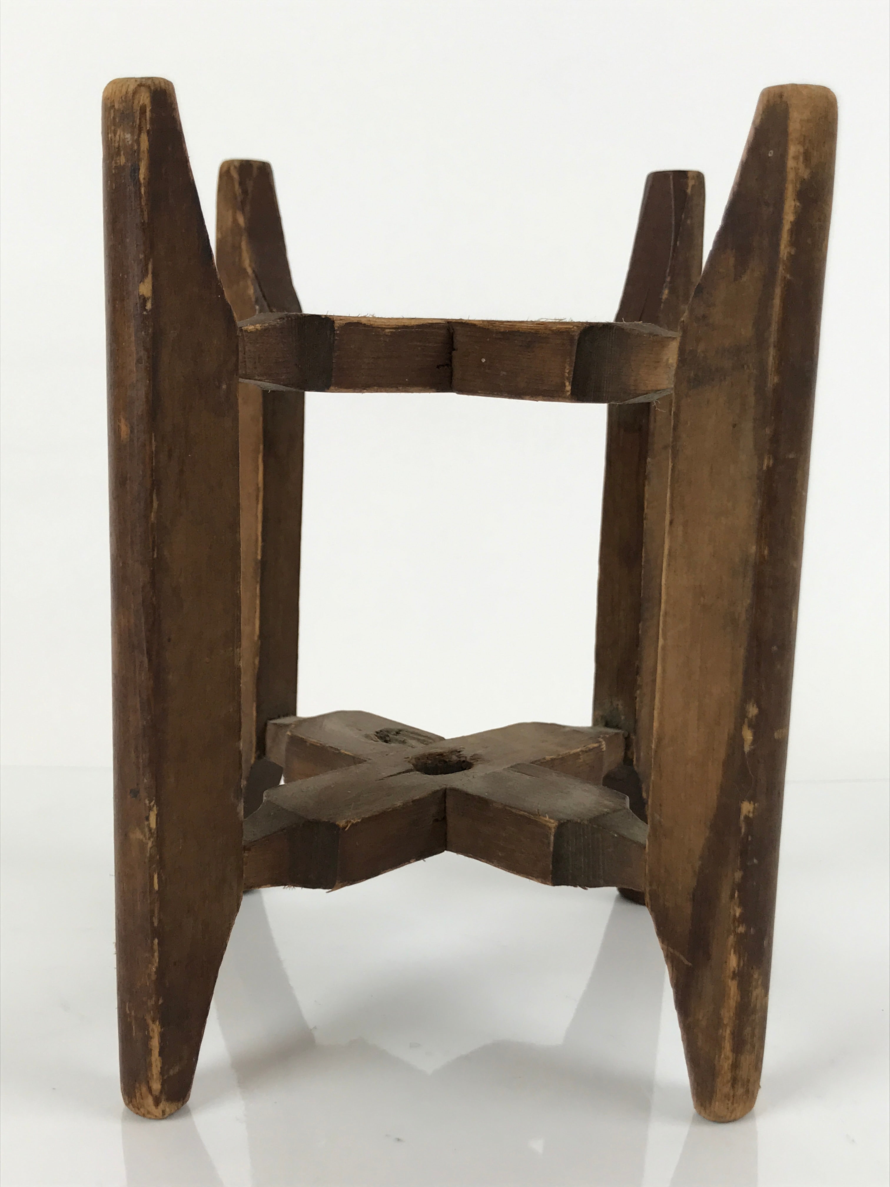 Japanese Wooden Silk Thread Spool Itomaki Vtg Bobbin Frame Spinning Wheel JK679