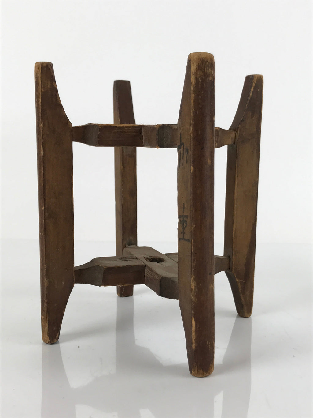 Japanese Wooden Silk Thread Spool Itomaki Vtg Bobbin Frame Spinning Wheel JK679