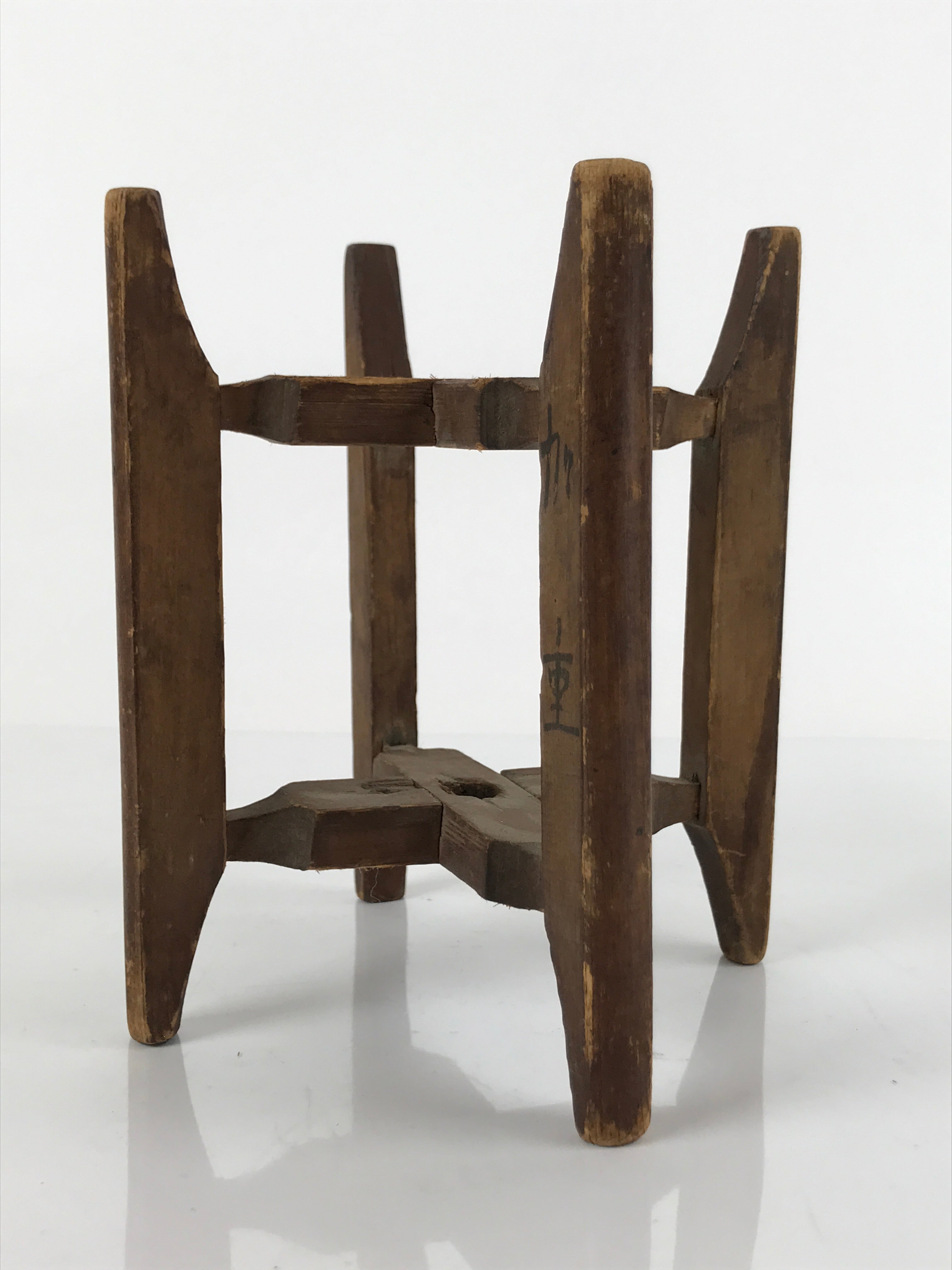 Japanese Wooden Silk Thread Spool Itomaki Vtg Bobbin Frame Spinning Wheel JK679