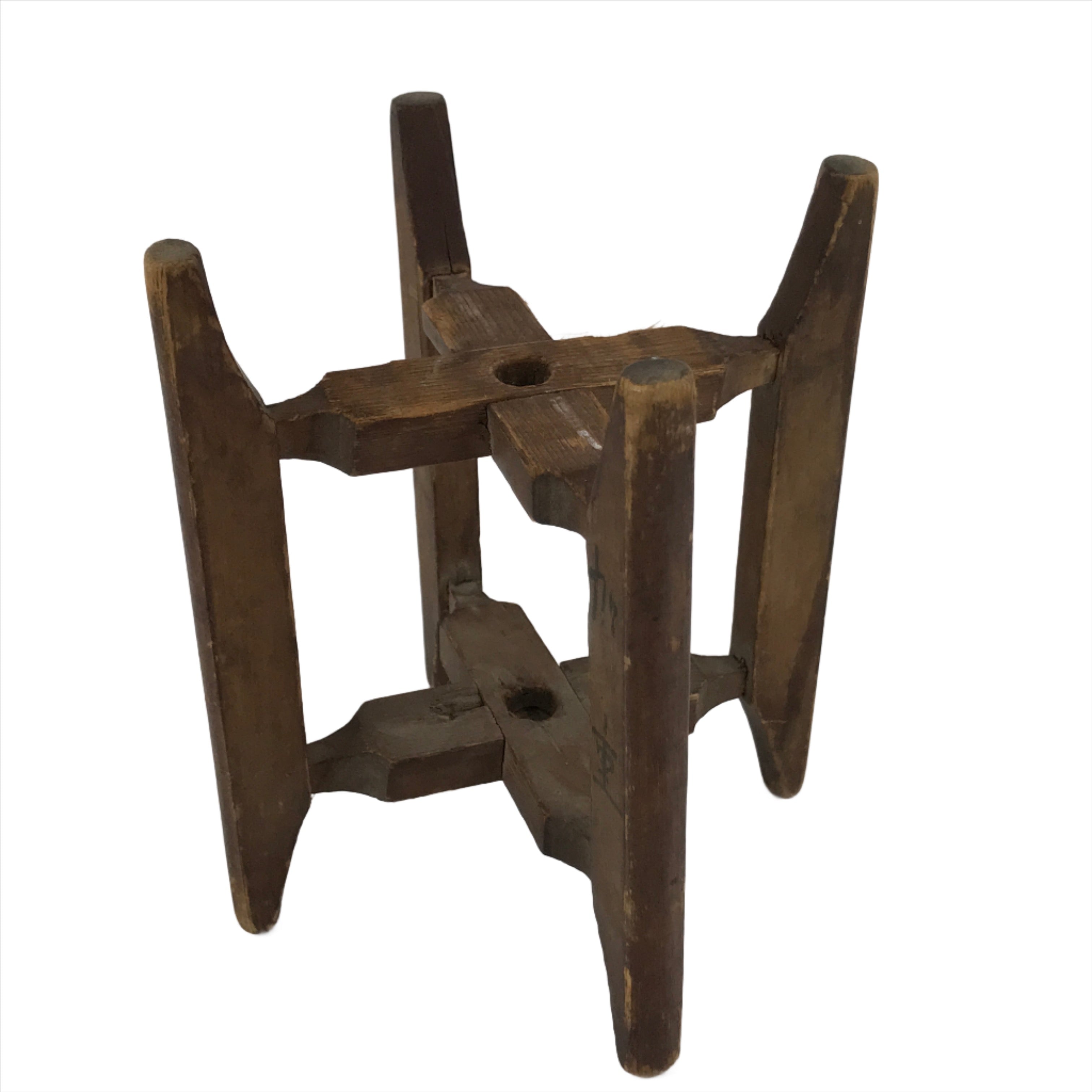 Japanese Wooden Silk Thread Spool Itomaki Vtg Bobbin Frame Spinning Wheel JK679