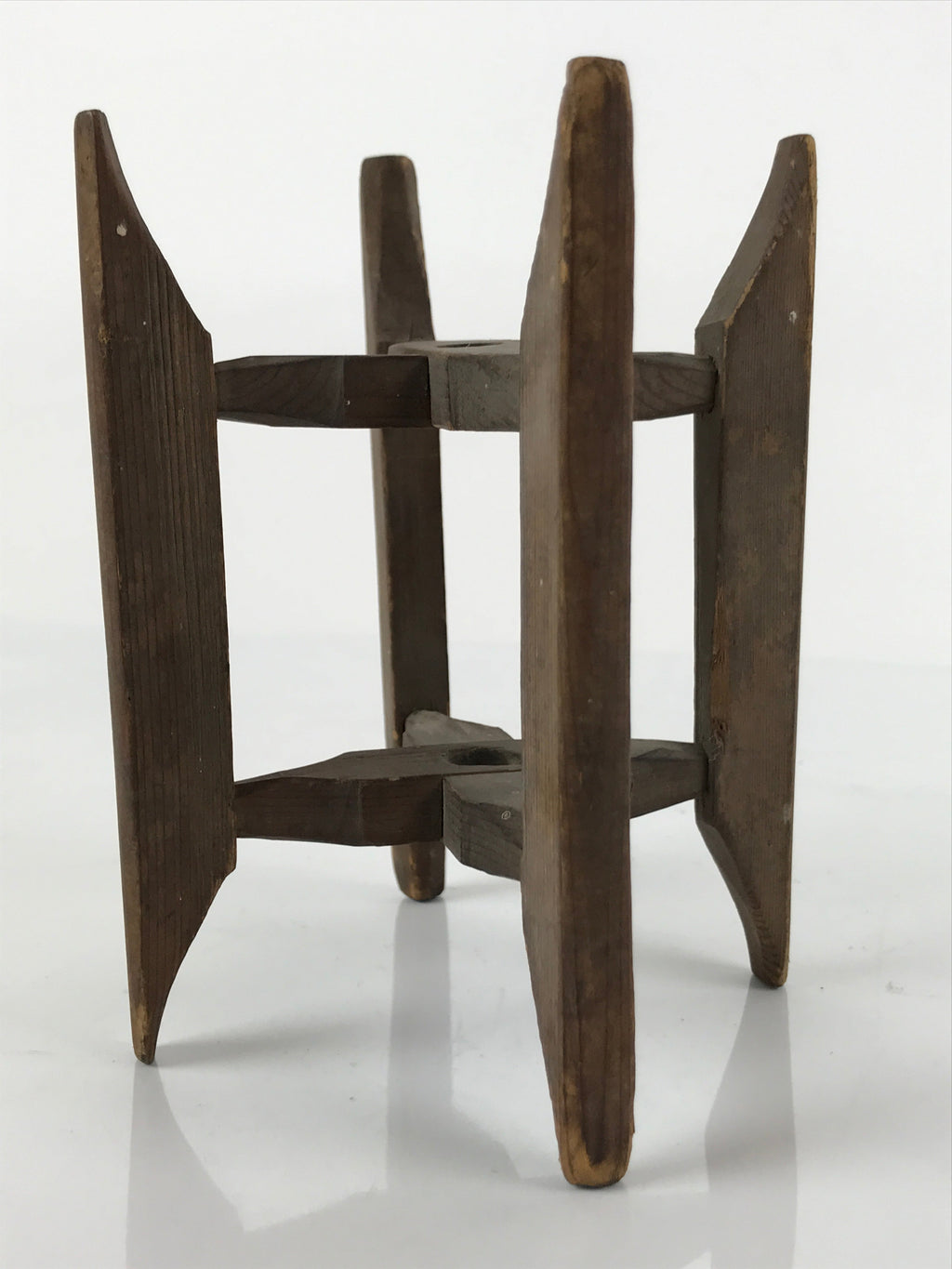 Japanese Wooden Silk Thread Spool Itomaki Vtg Bobbin Frame Spinning Wheel JK680