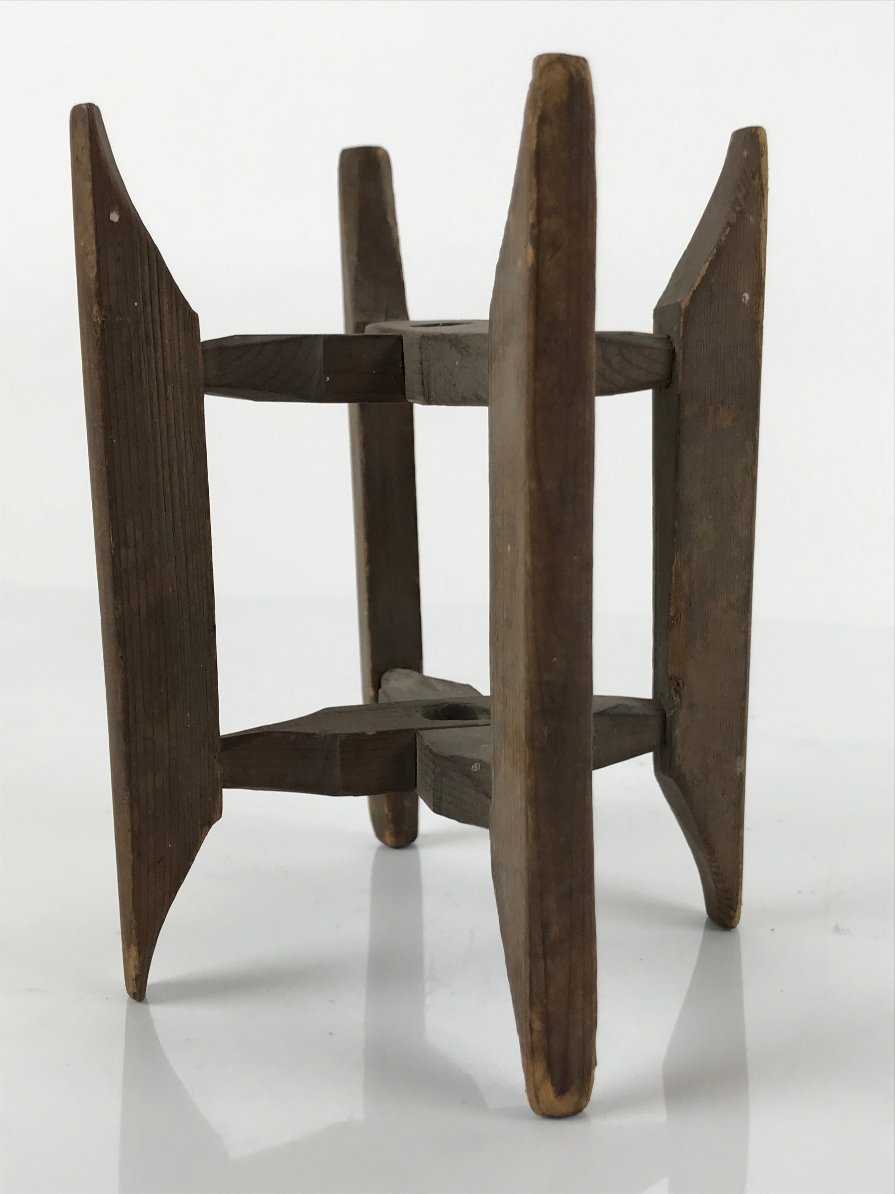 Japanese Wooden Silk Thread Spool Itomaki Vtg Bobbin Frame Spinning Wheel JK680