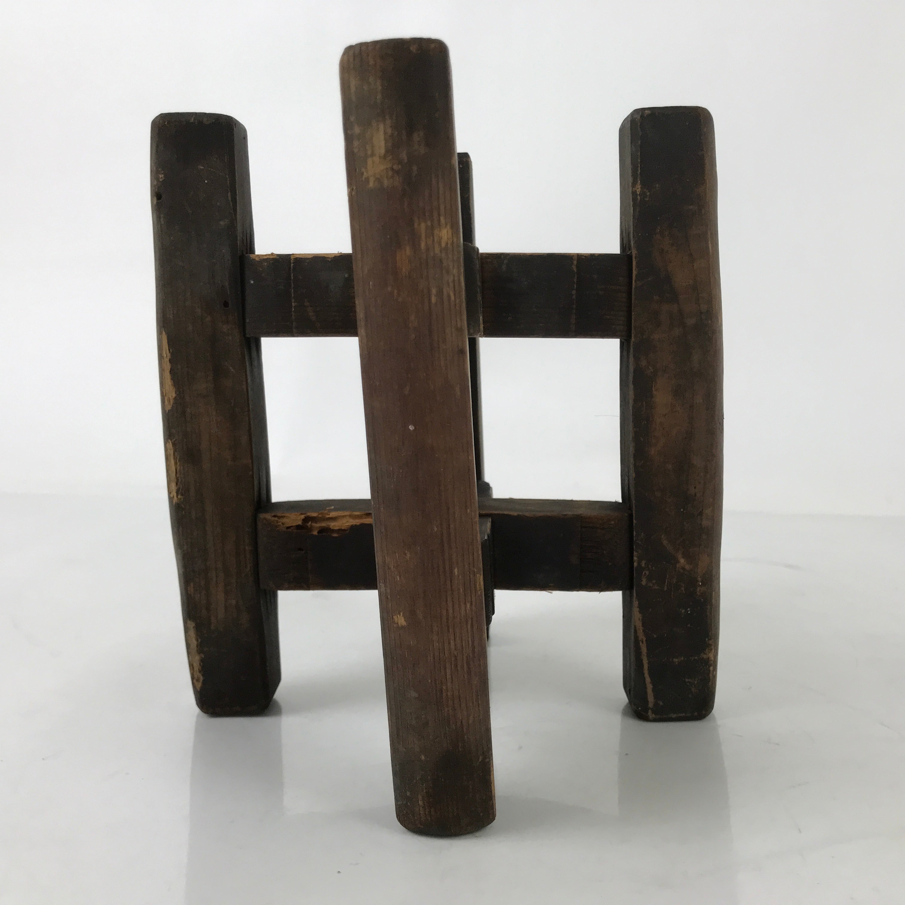 Japanese Wooden Silk Thread Spool Itomaki Vtg Bobbin Frame Spinning Wheel JK816