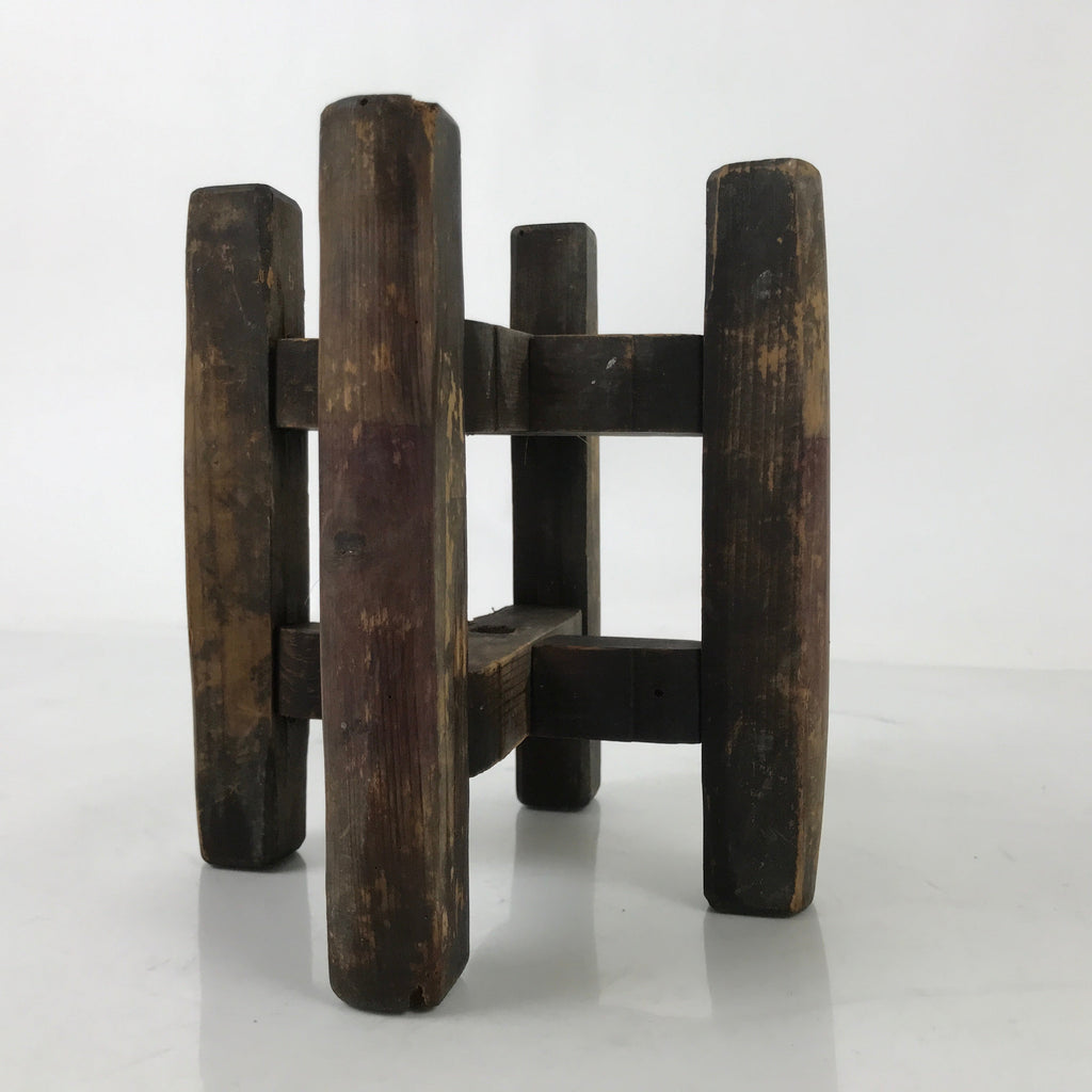 Japanese Wooden Silk Thread Spool Itomaki Vtg Bobbin Frame Spinning Wheel JK816