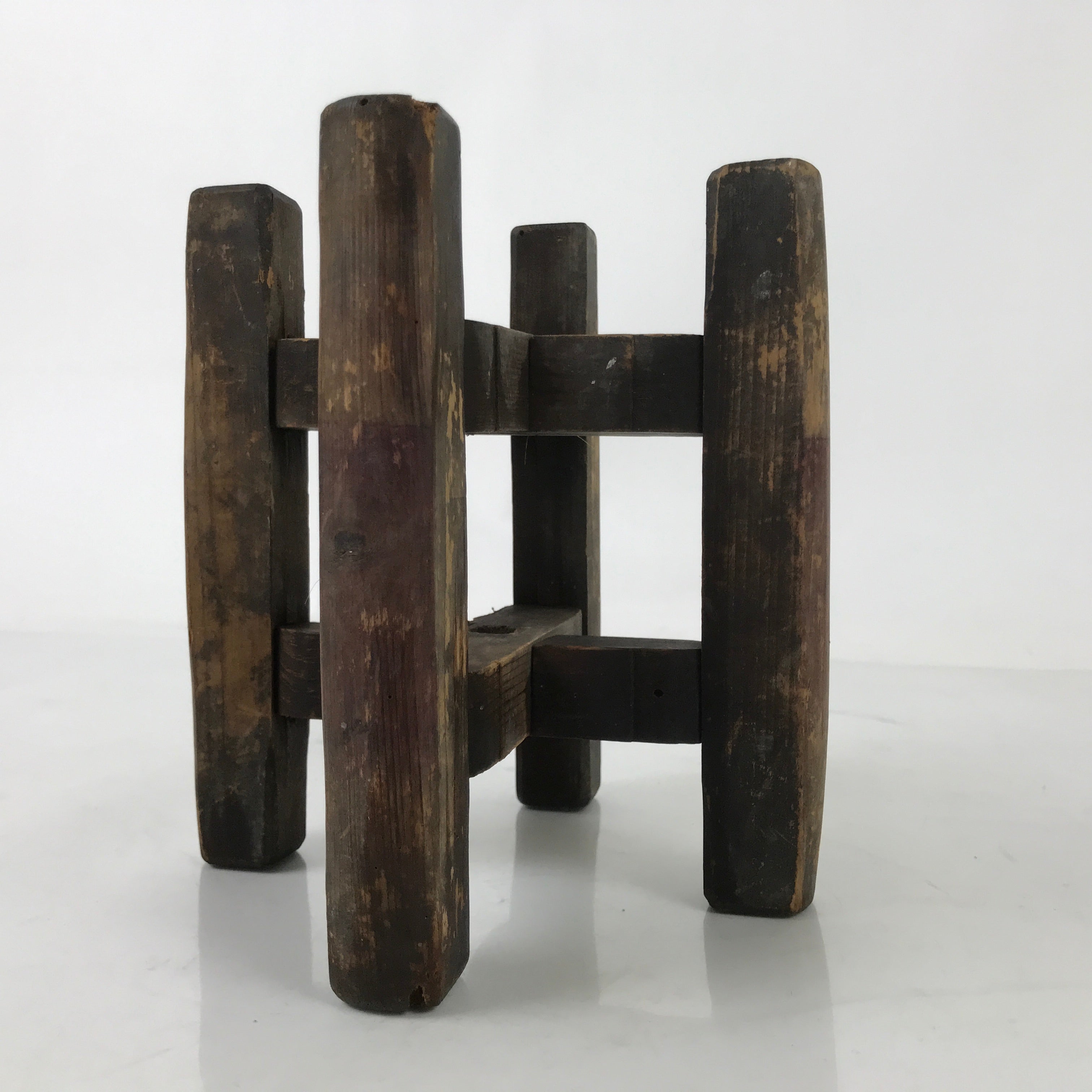 Japanese Wooden Silk Thread Spool Itomaki Vtg Bobbin Frame Spinning Wheel JK816