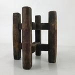 Japanese Wooden Silk Thread Spool Itomaki Vtg Bobbin Frame Spinning Wheel JK816