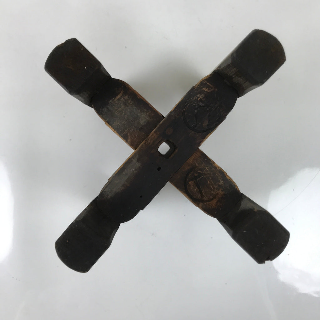 Japanese Wooden Silk Thread Spool Itomaki Vtg Bobbin Frame Spinning Wheel JK816
