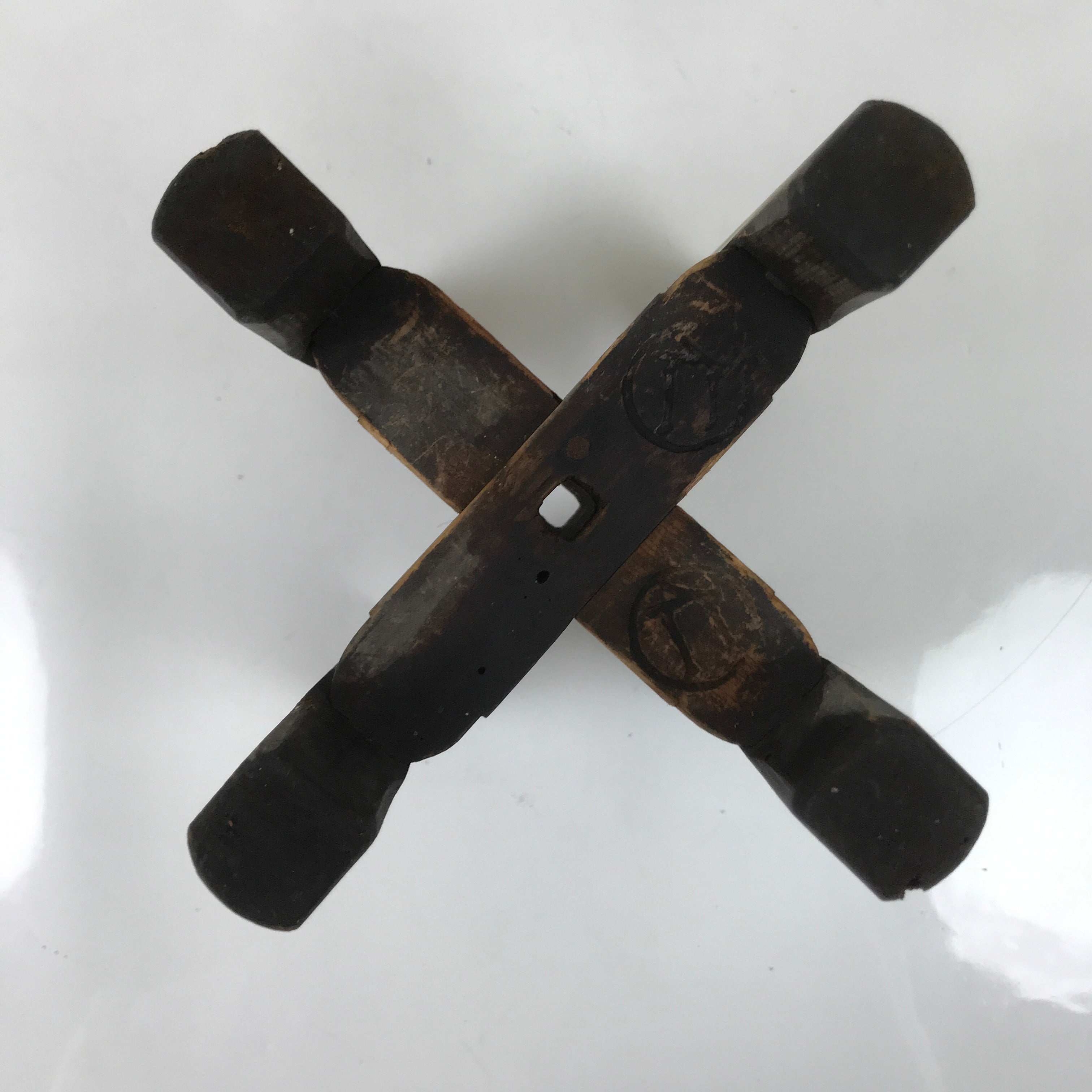 Japanese Wooden Silk Thread Spool Itomaki Vtg Bobbin Frame Spinning Wheel JK816